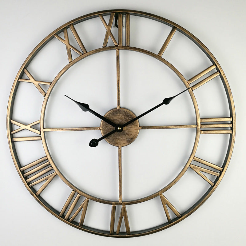 Retro Wall Clock Large — Skeleton Iron, 40cm