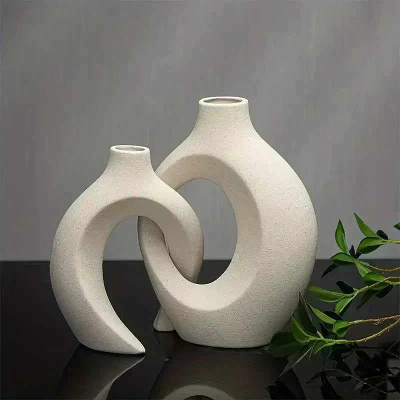 Japanische Ringvase – Japandi-Stil, 2er-Set