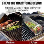 Rolling Grill Basket — Stainless Steel Cylinder