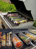 Rolling Grill Basket — Stainless Steel Cylinder