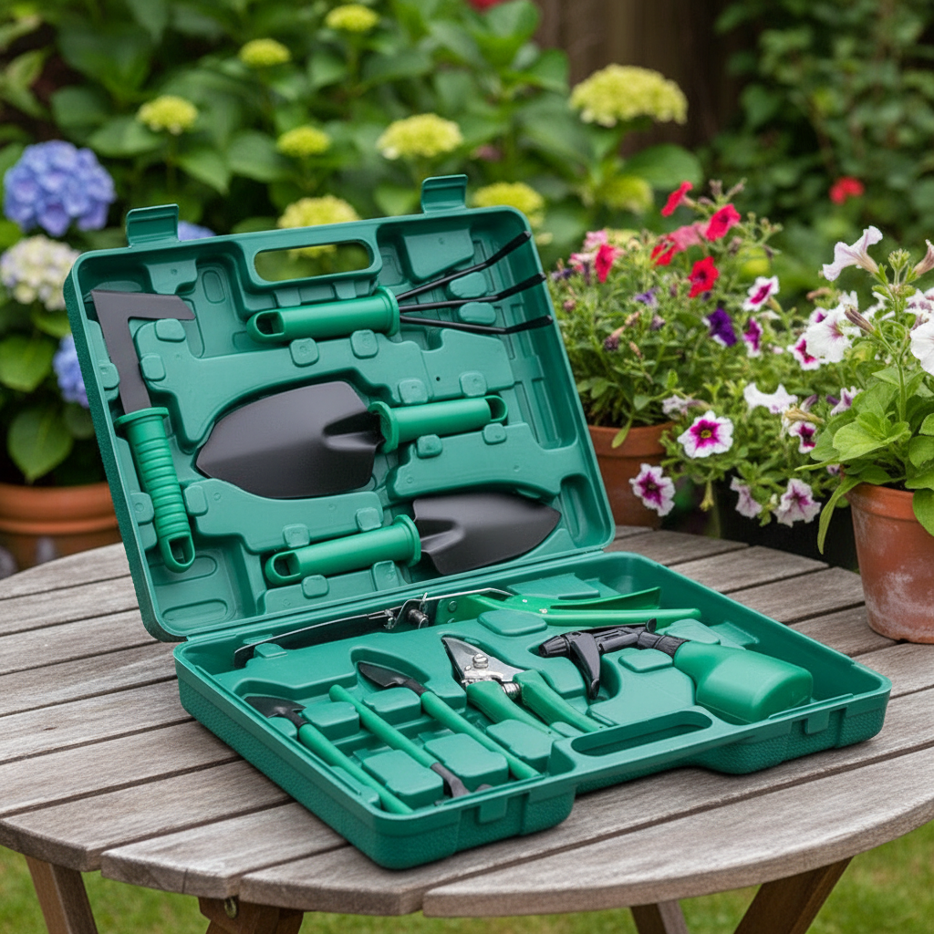 Garden Tool Set -- 10-Piece with Toolbox