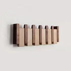 Wall Coat Rack — Folding Hooks, Walnut & Beech Wood