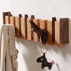 Wall Coat Rack — Folding Hooks, Walnut & Beech Wood