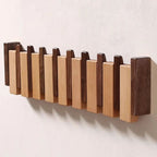 Wall Coat Rack — Folding Hooks, Walnut & Beech Wood