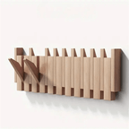 Wall Coat Rack — Folding Hooks, Walnut & Beech Wood