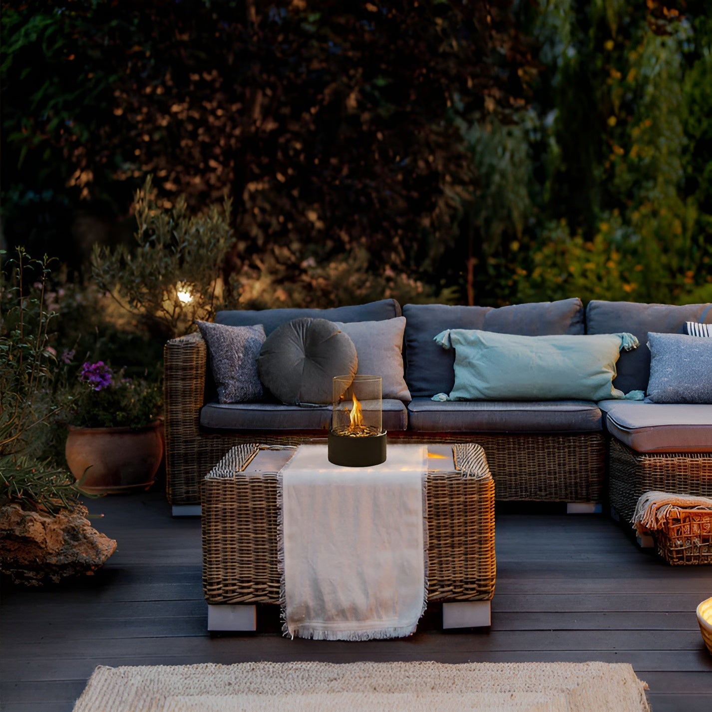 Tabletop Bio-Ethanol Fireplace — Glass Cylinder