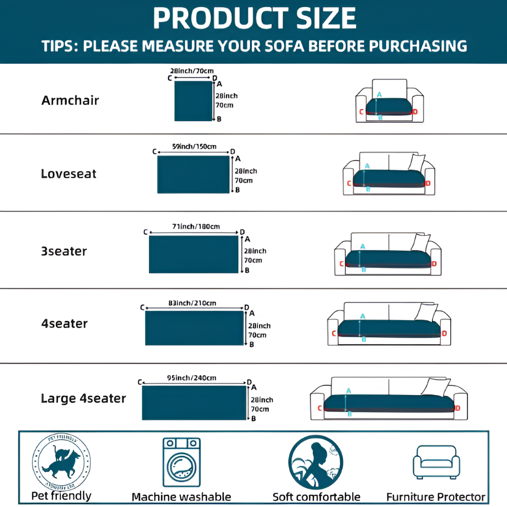 Anti-Slip Sofa Cover — Pet-Friendly, Machine Washable
