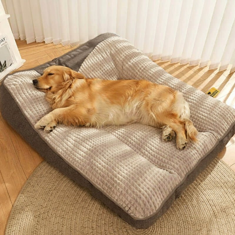 Dog Bed with Raised Headrest & Washable Cover