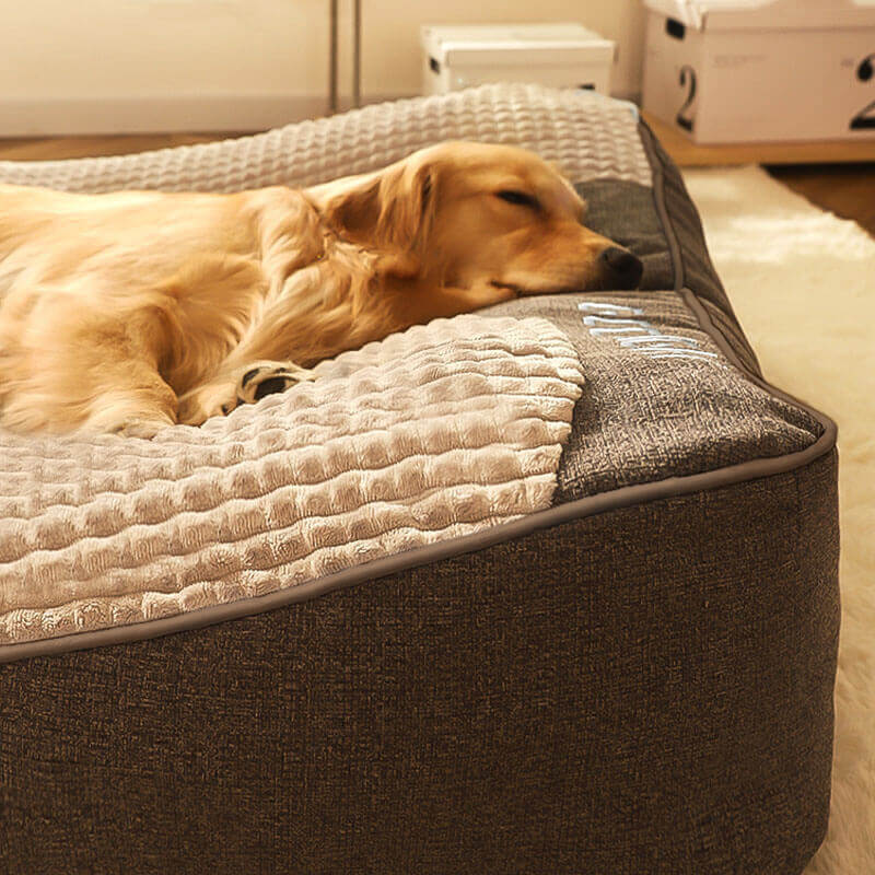 Dog Bed with Raised Headrest & Washable Cover
