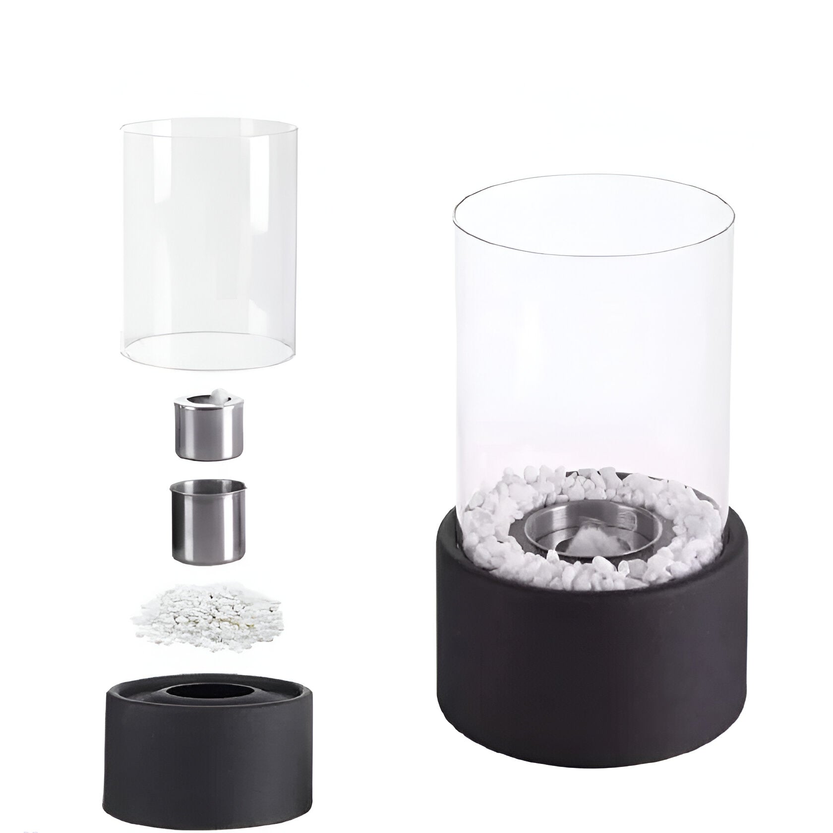 Tabletop Bio-Ethanol Fireplace — Glass Cylinder