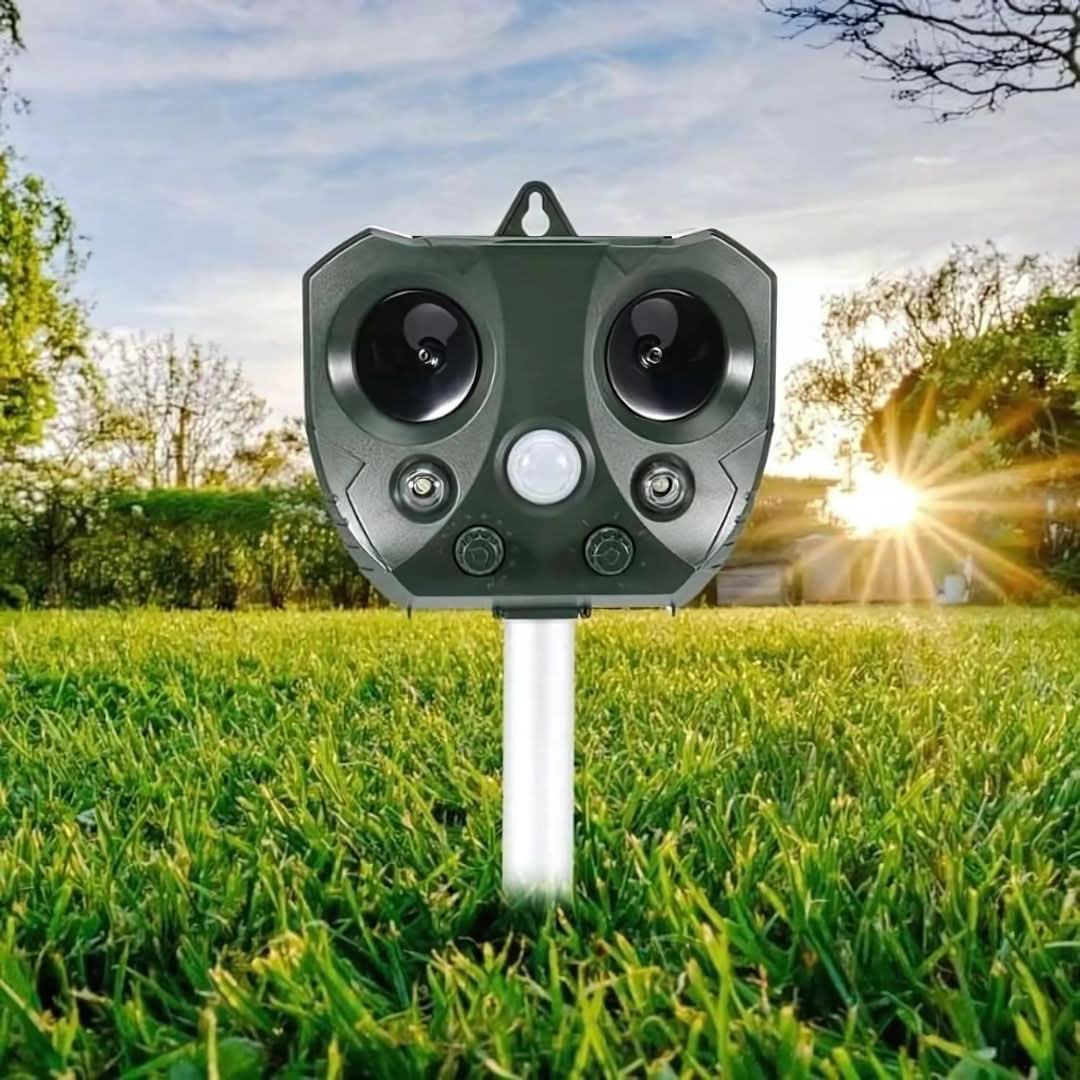Ultrasonic Animal Repeller -- Solar & PIR Sensor