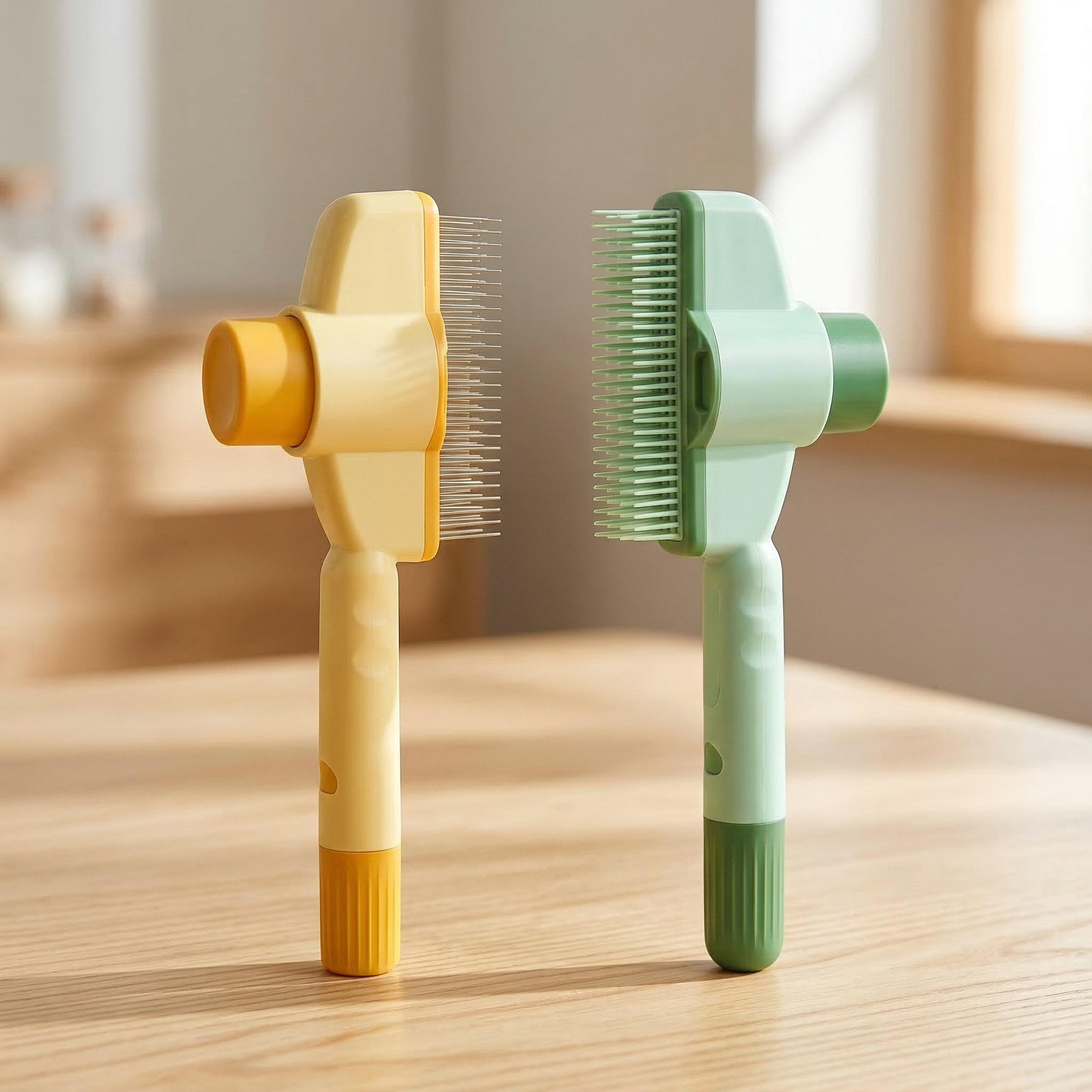 Self-Cleaning Cat Brush with One-Press Release