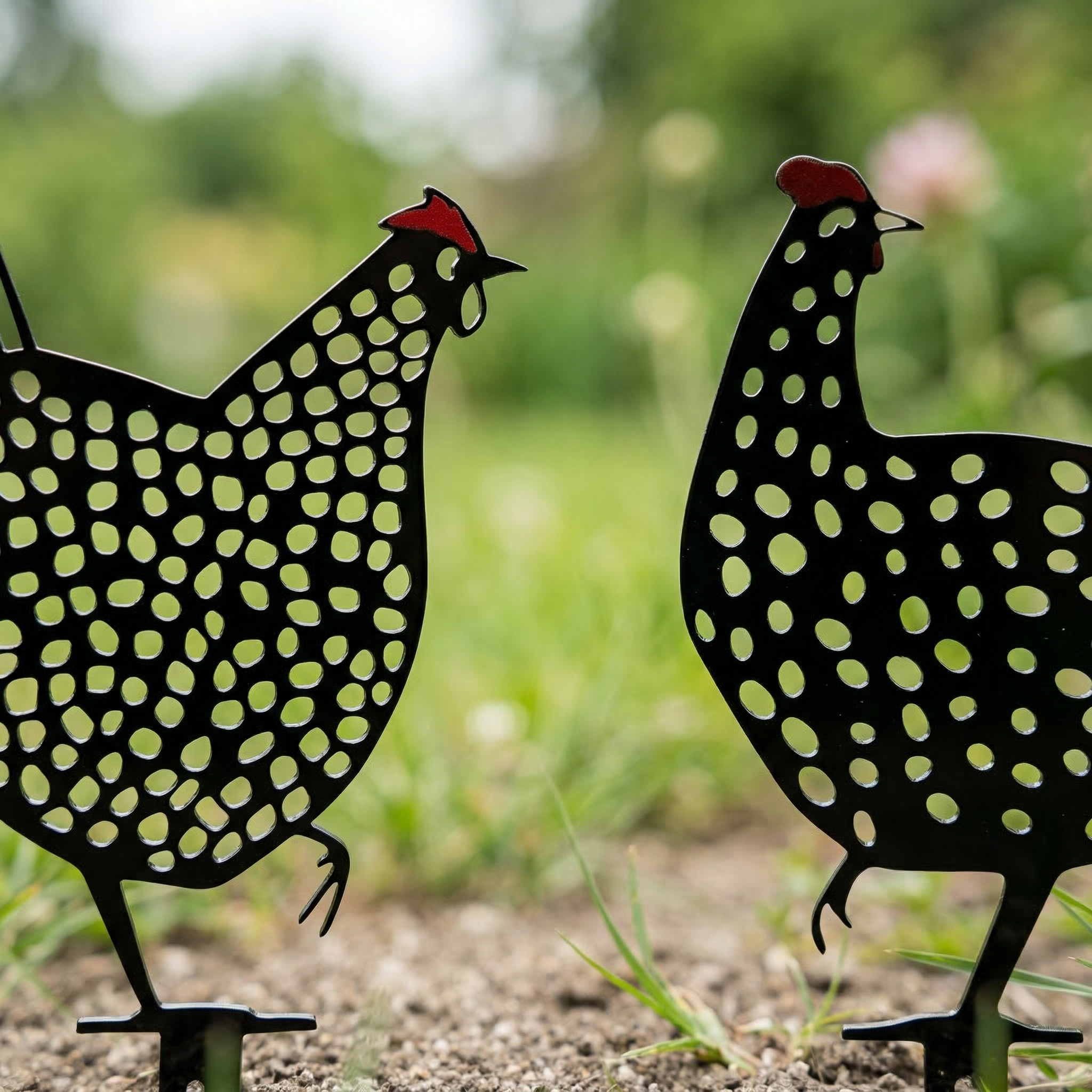Garden Chicken Figures -- Set of 5