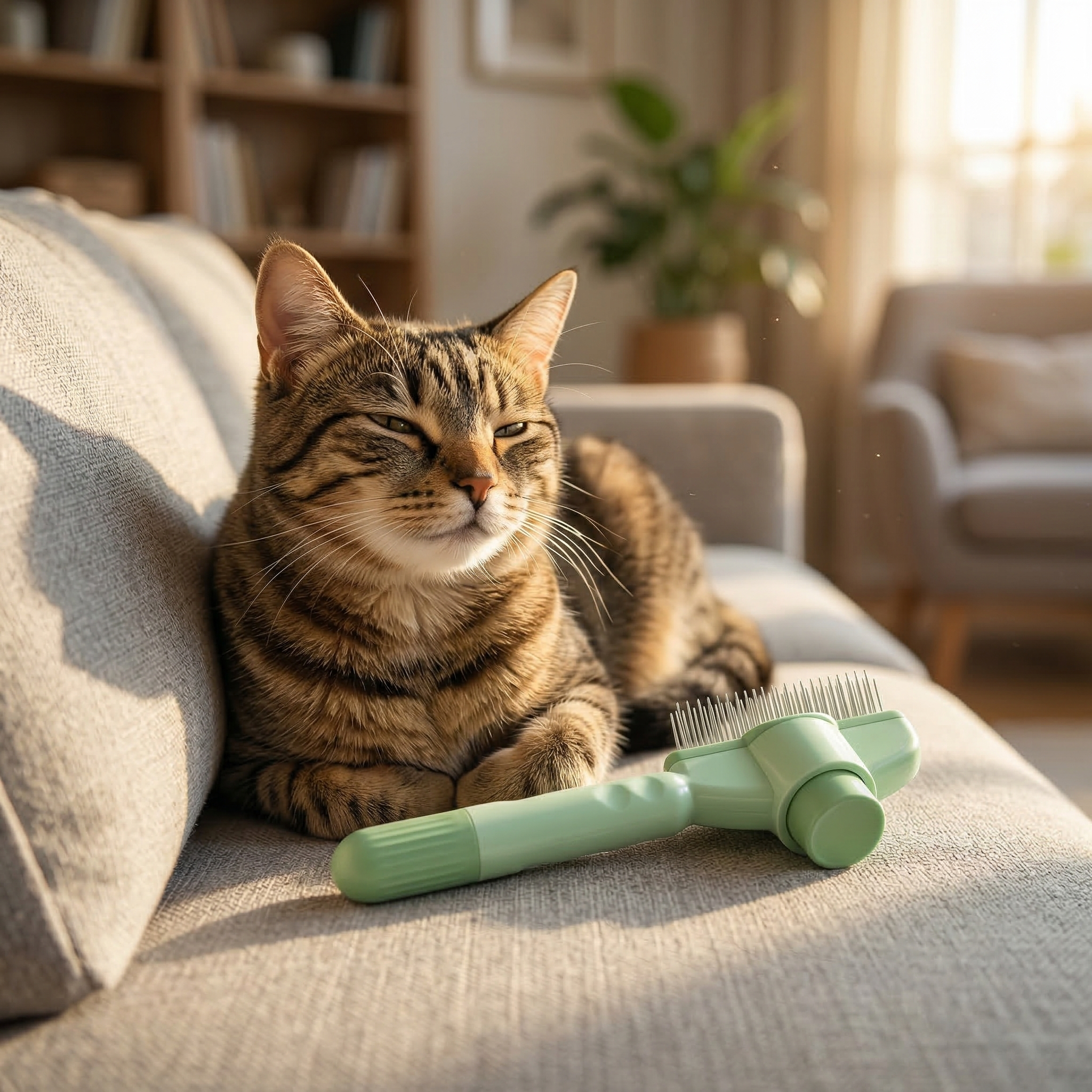 Self-Cleaning Cat Brush with One-Press Release