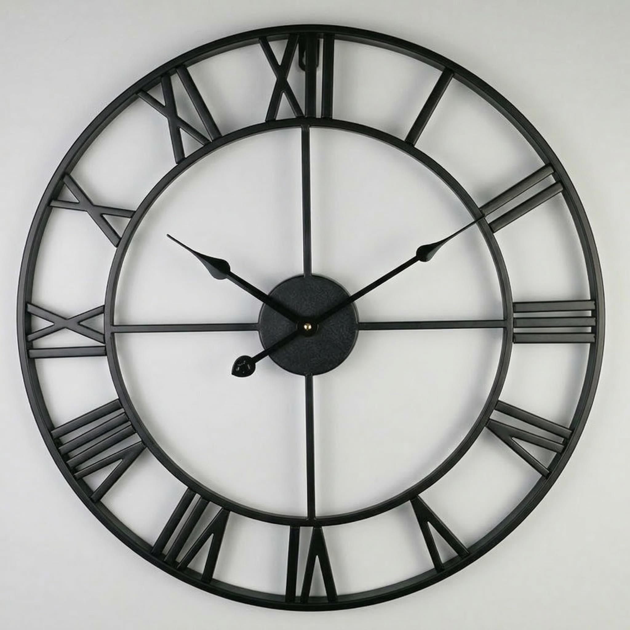 Retro Wall Clock Large — Skeleton Iron, 40cm
