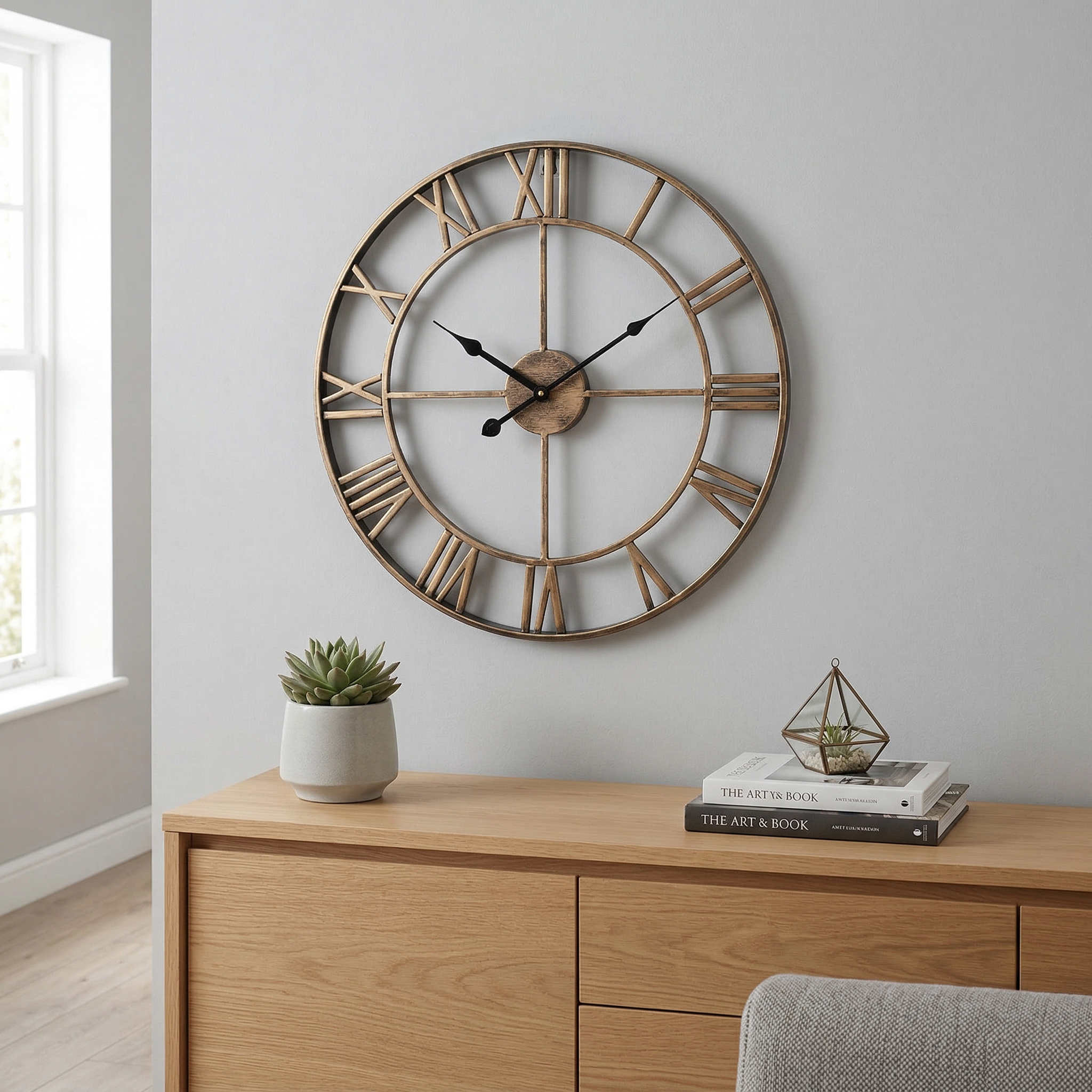 Retro Wall Clock Large — Skeleton Iron, 40cm