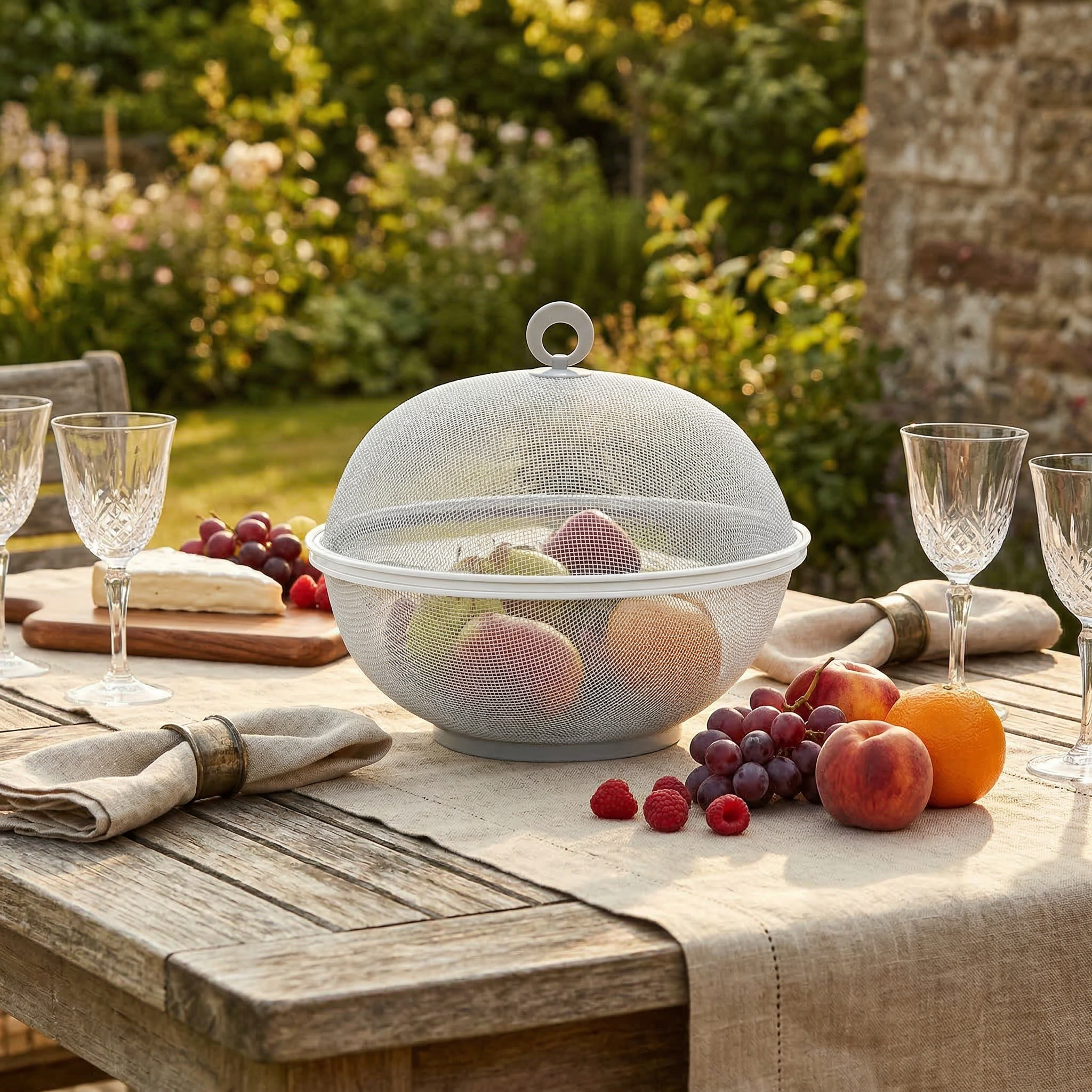 Mesh Fruit Bowl with Lid — Ventilated, 6 Colours