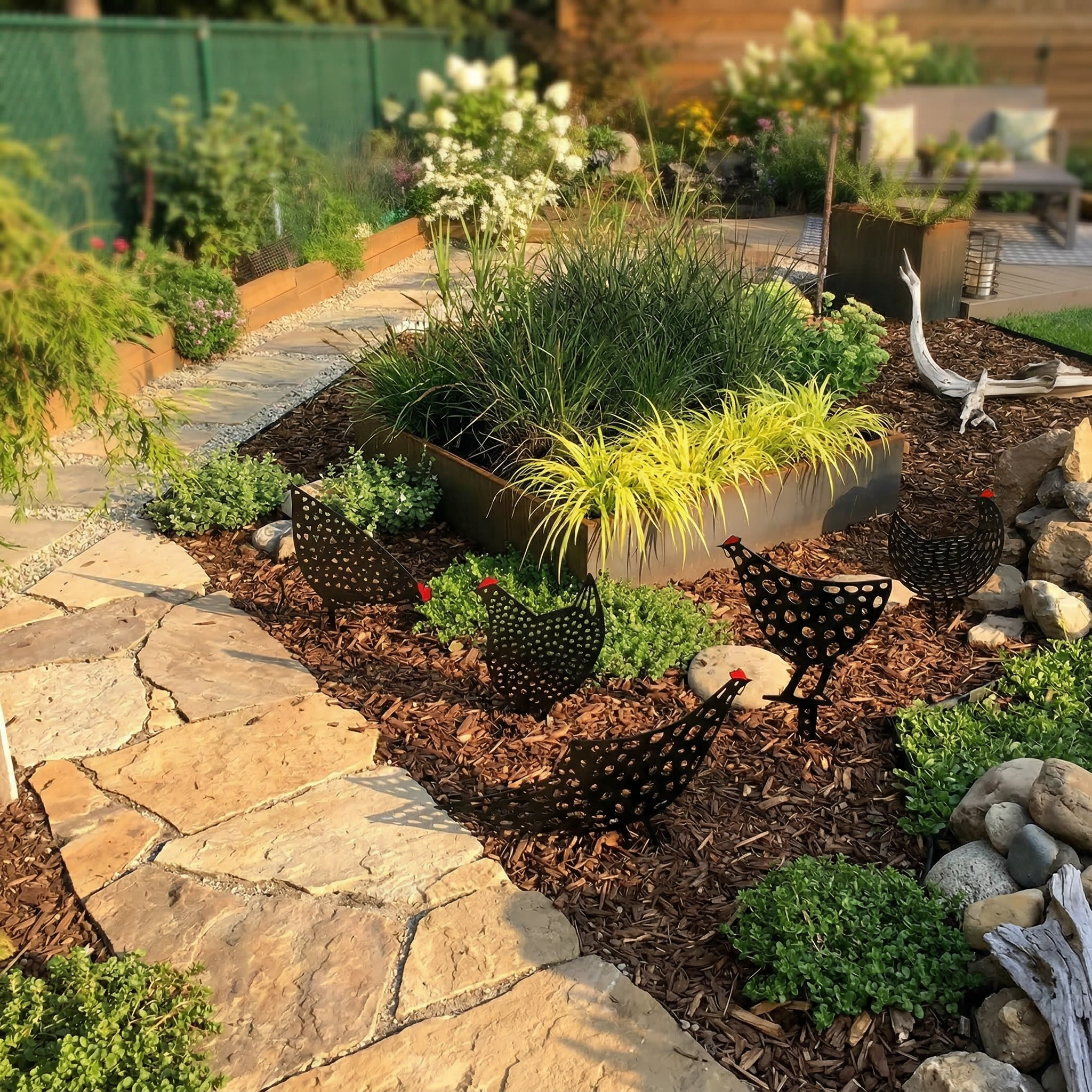 Garden Chicken Figures -- Set of 5