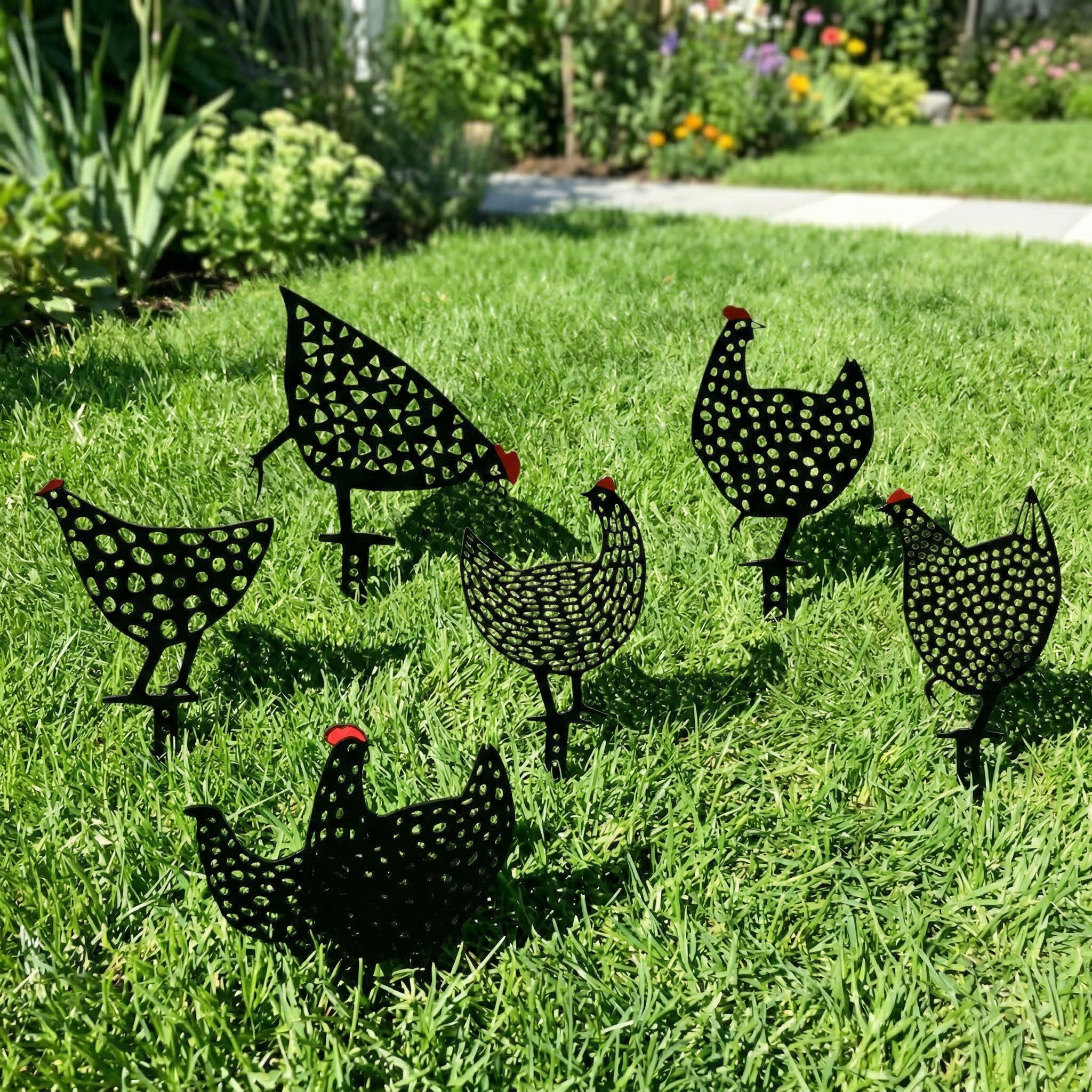 Garden Chicken Figures -- Set of 5