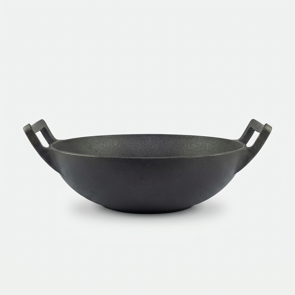 Cast Iron Wok with Wooden Lid