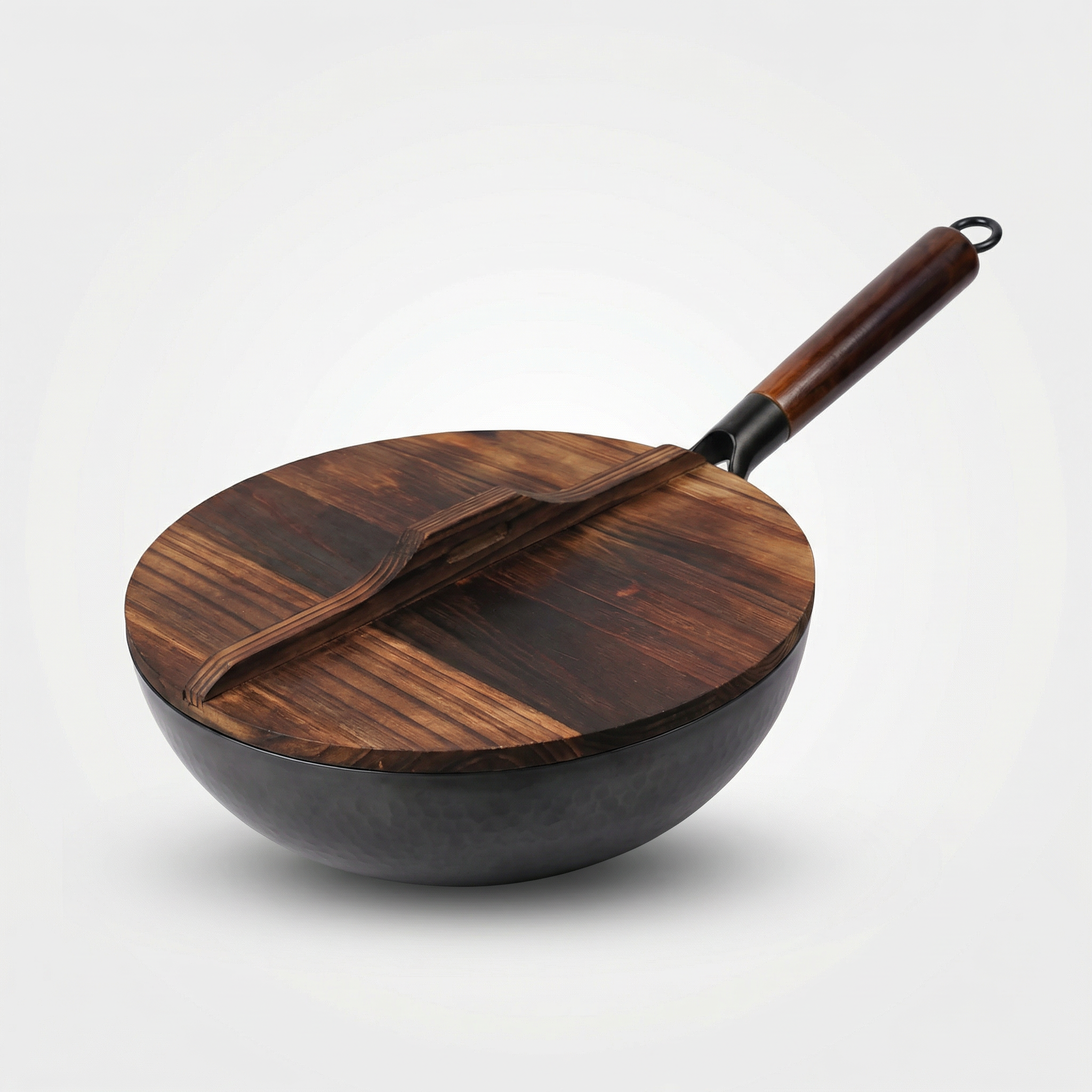 Japanese Carbon Steel Wok with Wooden Lid
