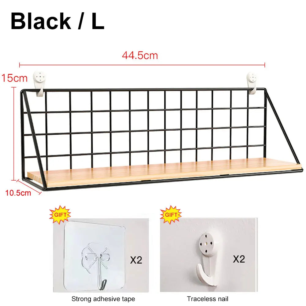 Wall-Mount Spice Rack — Wooden Shelf, Metal Frame in lifestyle setting