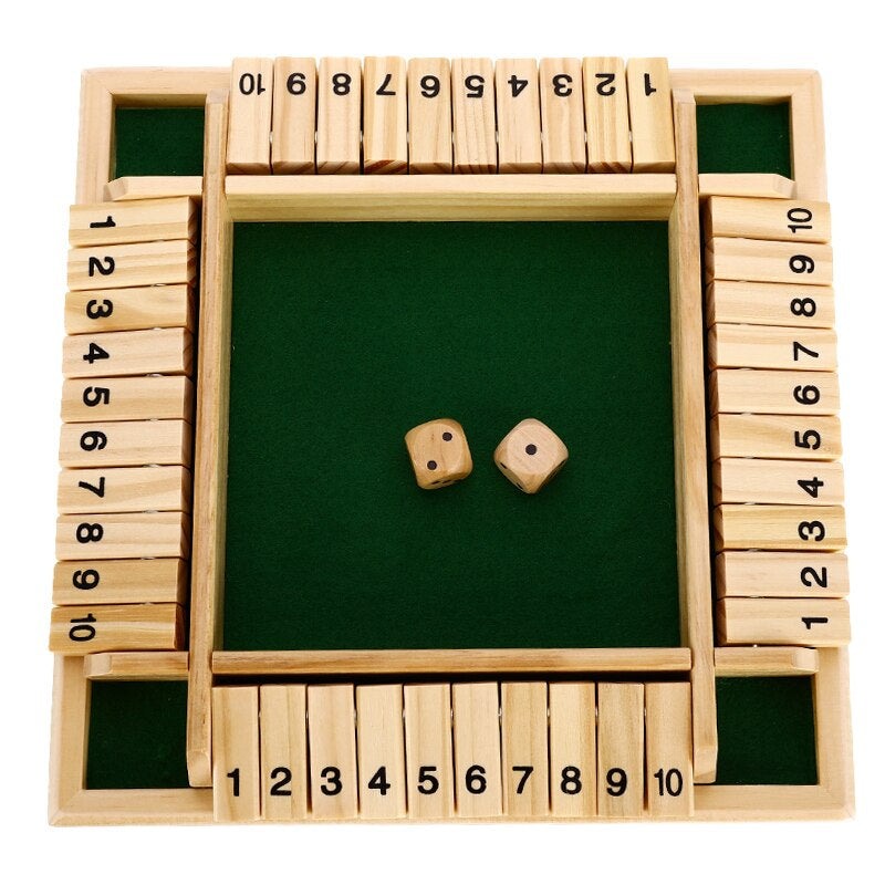 Shut the Box Wooden Dice Game — 4 Players close-up detail of feature