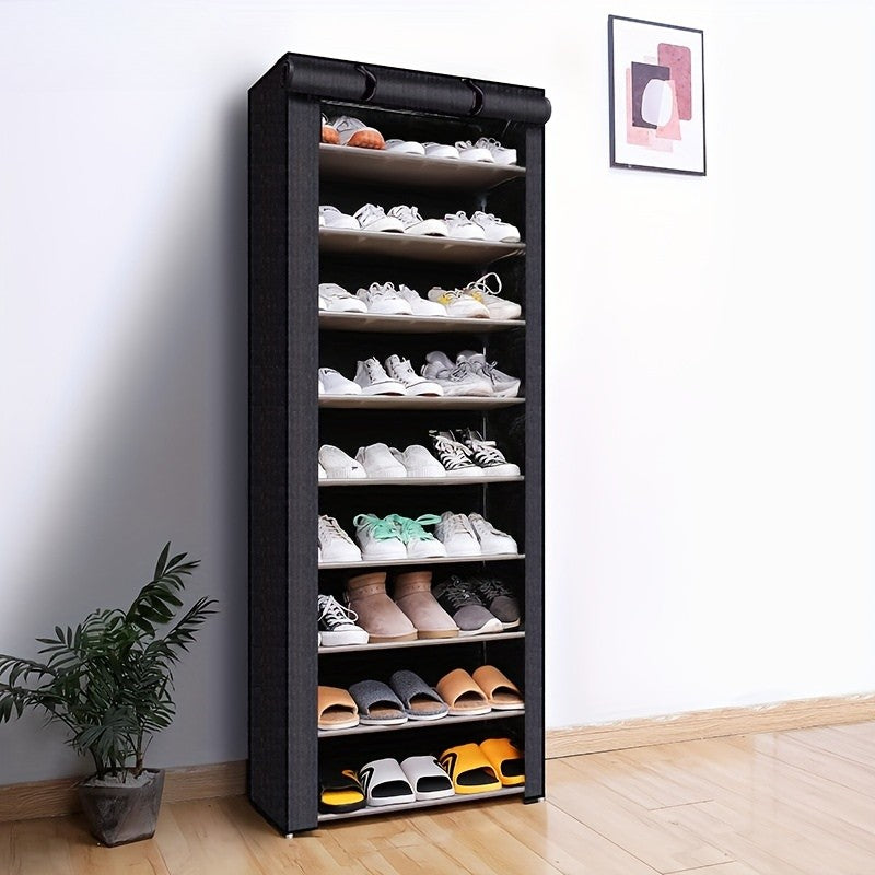 Shoe Rack with Dust Cover — 6 or 8 Tier in lifestyle setting