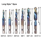 6-Piece Spiral Tap Set — HSS with Titanium Coating in lifestyle setting