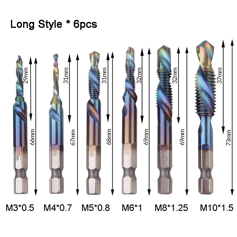 6-Piece Spiral Tap Set — HSS with Titanium Coating in lifestyle setting