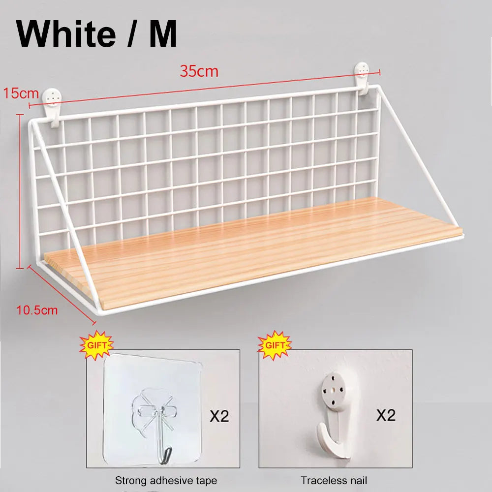 Wall-Mount Spice Rack — Wooden Shelf, Metal Frame close-up detail of feature