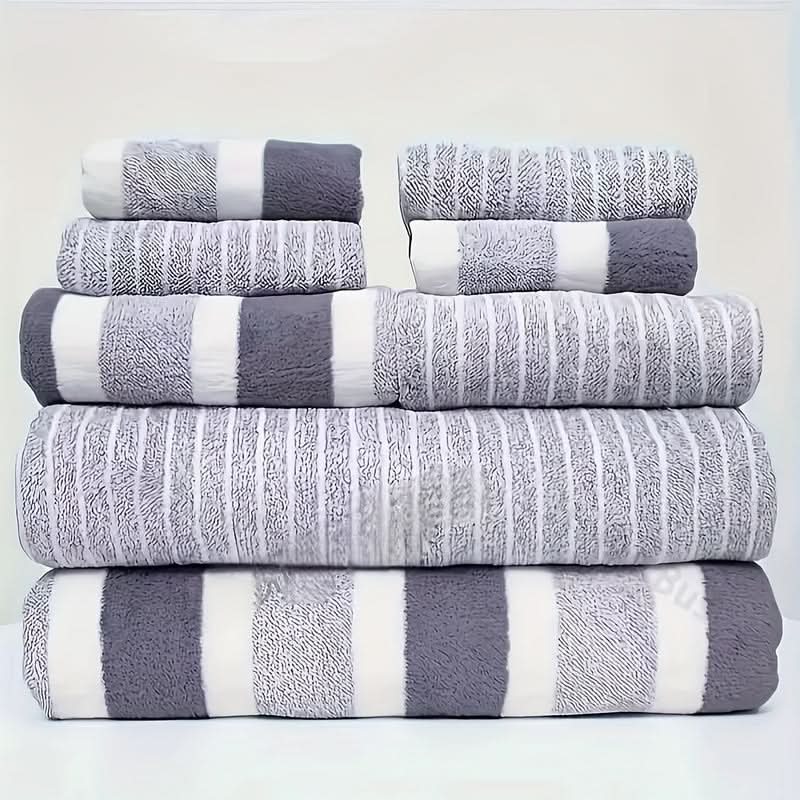 Striped Towel Set — 8-Piece Microfibre close-up detail of feature