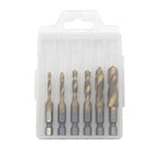 6-Piece Spiral Tap Set — HSS with Titanium Coating in use at home
