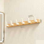 Wall Coat Rack — Walnut Wood with Black or White Hooks in use at home