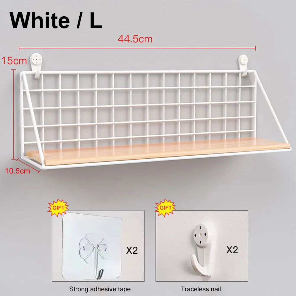 Wall-Mount Spice Rack — Wooden Shelf, Metal Frame in use at home