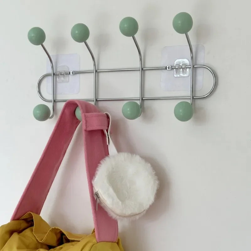 Wall Coat Rack with Ball Hooks side angle showing dimensions