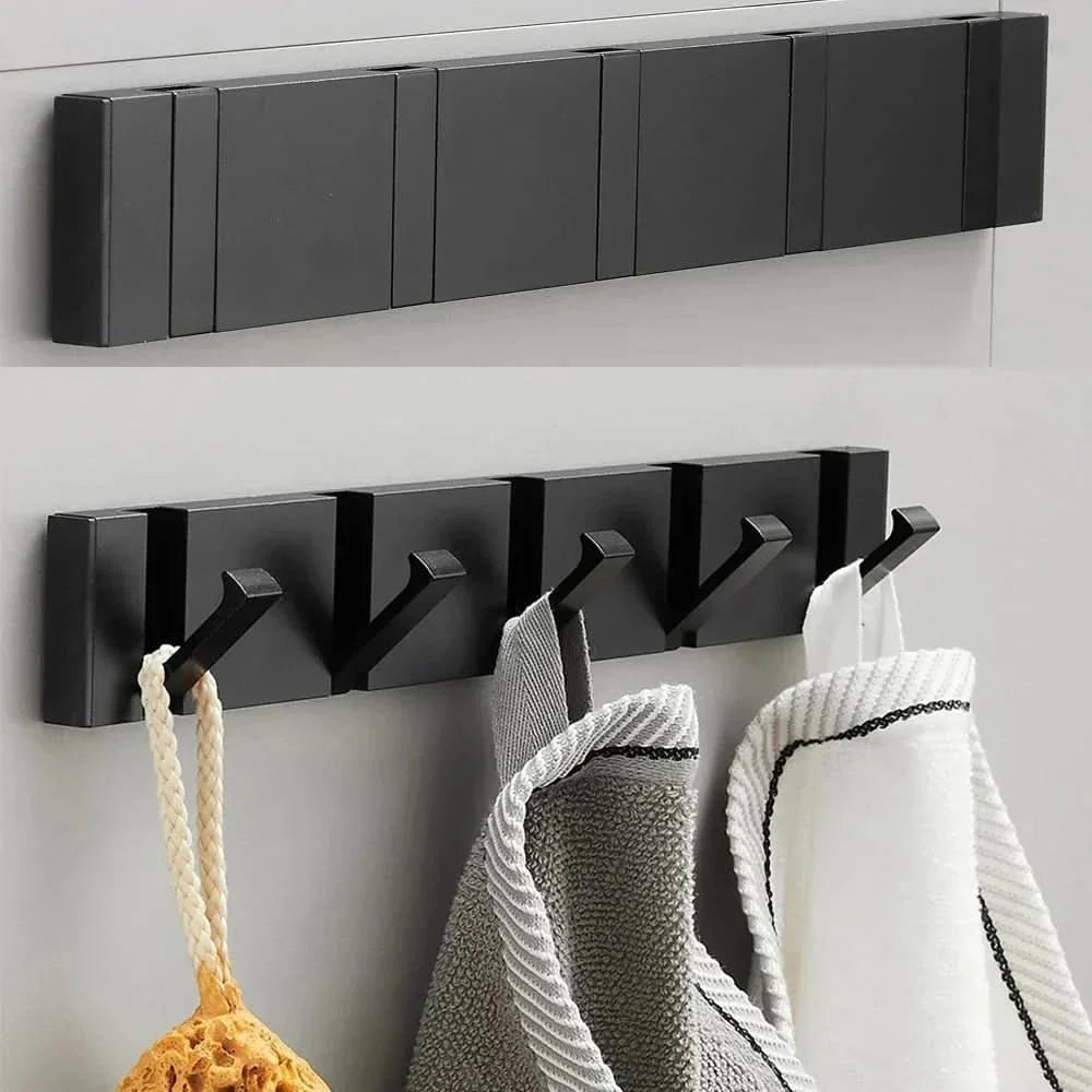 Wall Hook Rail — Black & Gold, Foldable styled with home decor