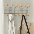 Wall Coat Rack with Ball Hooks styled with home decor
