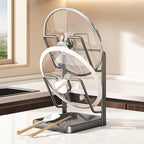 Kitchen Lid & Utensil Holder — Metal Stand front view on neutral background