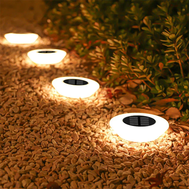 Solar garden path lights 4-pack LED outdoor white ABS plastic warm glow garden pathway setting