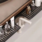 Wall shelf walnut finish no-drill mount bathroom basin black frame organiser