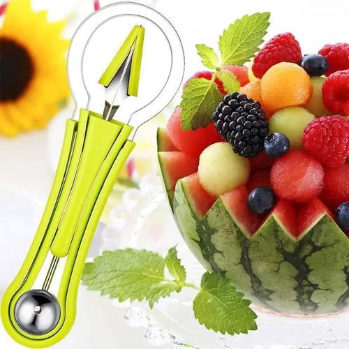 3-in-1 Fruit Cutter — Melon Baller & Core Remover front view on neutral background