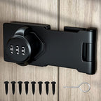 Smart cabinet lock with digital password keypad and mounting screws on wooden background