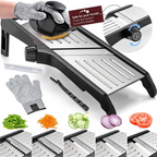 Mandoline Slicer with Cut-Resistant Gloves in lifestyle setting