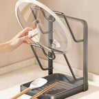 Kitchen Lid & Utensil Holder — Metal Stand in lifestyle setting