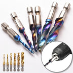 6-Piece Spiral Tap Set — HSS with Titanium Coating in lifestyle setting