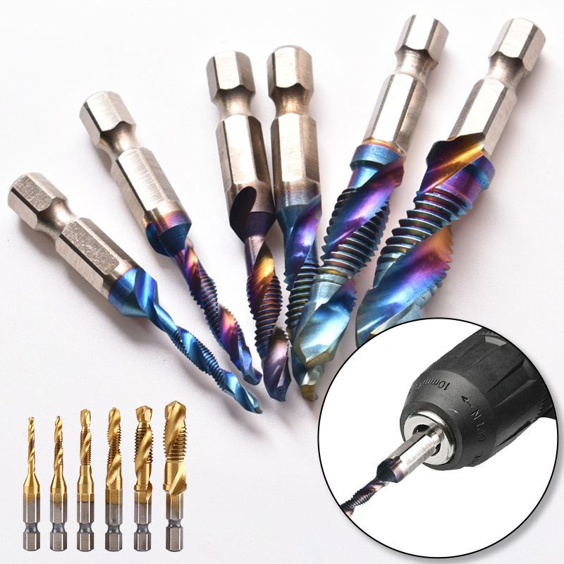 6-Piece Spiral Tap Set — HSS with Titanium Coating in lifestyle setting