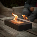 Stainless steel fire bowl with tempered glass safety panels product view white background