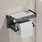 Toilet paper holder dual function design white background showing aluminium construction
