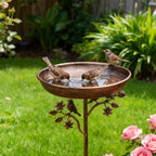 Garden Bird Bath with Stand — Metal Copper Finish close-up detail of feature